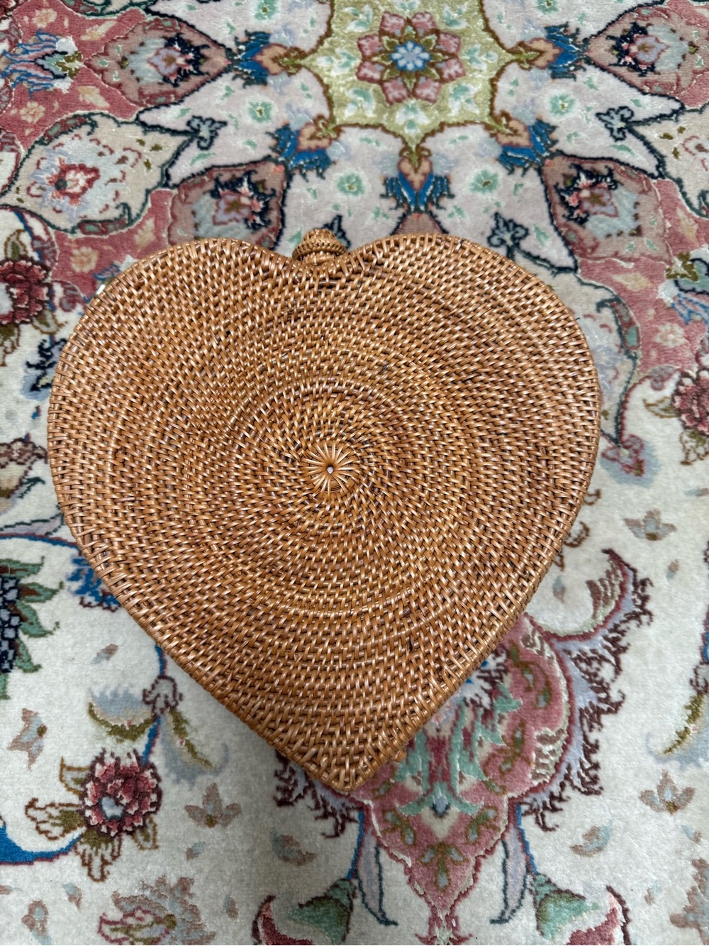 Anthropologie Bali Heart Rattan Crossbody Bag - Brown